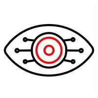 Cyber Eye Vision icon concept in red line color vector
