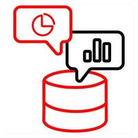 Data and analytics icon concept in red line color vector