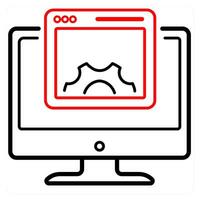 Interface and ui icon concept in red line color vector