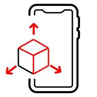 3D Display and virtual reality icon concept in red line color vector