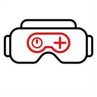 vr gaming and controller icon concept in red line color vector