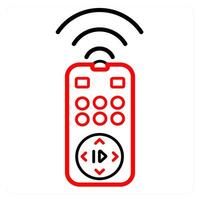 Remote access and signals icon concept in red line color vector
