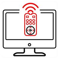 Control Devices and battery in red line color vector
