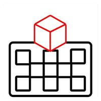 VR Projection and icon concept in red line color vector