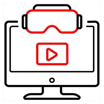 3D and animation icon concept in red line color vector