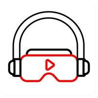 VR Audio and Glasses icon concept in red line color vector