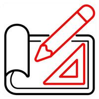 Projection Mapping and projection icon concept in red line color vector