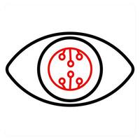 Smart Lenses and vision icon concept in red line color vector