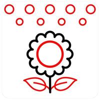 Flower and plant icon concept in red line color vector