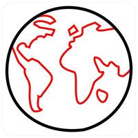 Earth icon concept in red line color vector