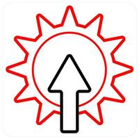 Sun Rise and weather icon concept in red line color vector