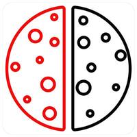 First lunar quarter eclips and astronomy icon concept in red line color vector