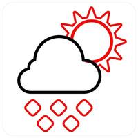 Day Rain and weather icon concept in red line color vector