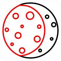Solar Eclipse and quarter icon concept in red line color vector
