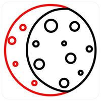 Lunar Eclipse and quarter icon concept in red line color vector