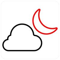 Night and weather icon concept in red line color vector