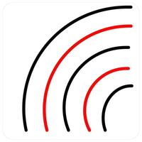 Rainbow and rain icon concept in red line color vector
