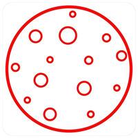 Full Moon and night icon concept in red line color vector