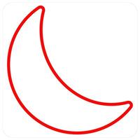 Half Moon icon in red line color vector