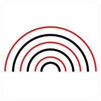 Rainbow and weather in red line color vector