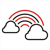 Cloud Rainbow Rain icon concept in red line color vector