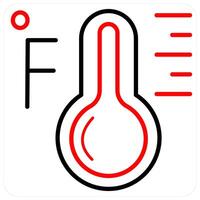 Fahrenheit icon concept in red line color vector