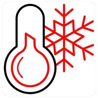 Thermometer and temperature icon concept in red line color vector