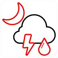 Night Rain concept in red line color vector