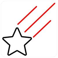 Falling Star and meteor icon concept in red line color vector