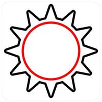 Sun and sunlight icon concept in red line color vector