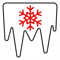 Cold Ice and snowball icon concept in red line color vector