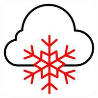 Snow and snowflake icon concept in red line color vector