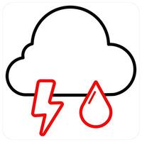 Rain and weather in red line color vector