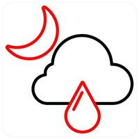 Night Rain and weather concept in red line color vector
