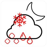 Snowfall and weather in red line color vector