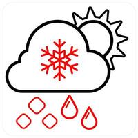 Snowfall and weather icon in red line color vector