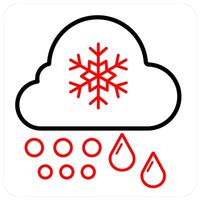 Snowfall icon concept in red line color vector