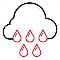 Rainy Season and rainy day icon concept in red line color vector