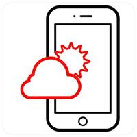 Weather Forecast and forecast icon concept in red line color vector