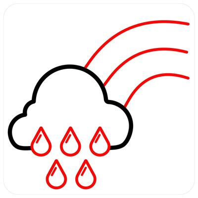 Rainbow and forecast icon concept in red line color