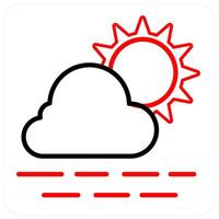 Sunny Day and weather icon concept in red line color vector