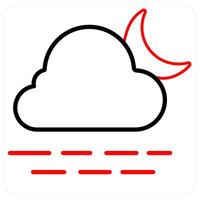 Night icon concept in red line color vector