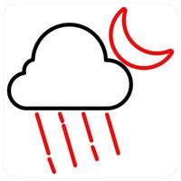 Night Rain icon concept in red line color vector