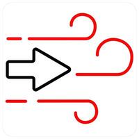 Wind and blow icon concept in red line color vector