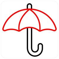 Umbrella and keep dry icon concept in red line color vector