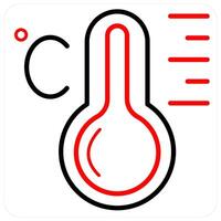Celsius and degree icon concept in red line color vector