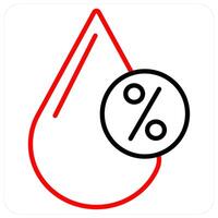 Humidity Percentage and level icon concept in red line color vector