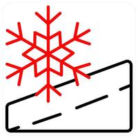 Snow Road and snowfall icon concept in red line color vector