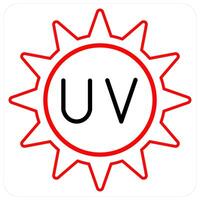 UV Rays and Ultraviolet radiation icon concept in red line color vector
