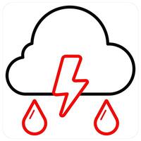 Thunderstorm and cyclone icon concept in red line color vector